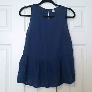 Denim-style Flowy and Light Peplum Tank Top